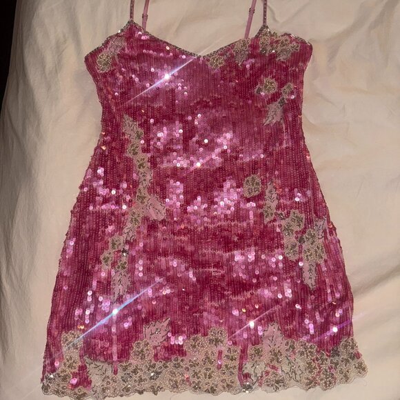 NEW LoveShackFancy Re-Edition Meline Sequin Mini Dress - Picture 6 of 7
